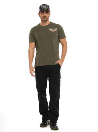 T-shirt Homme Von Dutch Racing Champion Kaki  | Un Barbu et Une Blonde