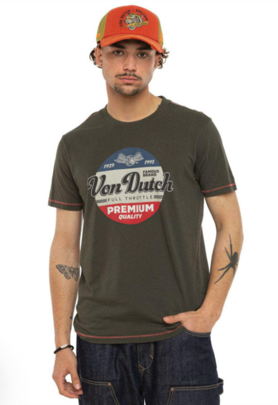 T-shirt Homme Von Dutch Premium Quality Kaki | Un Barbu et Une Blonde