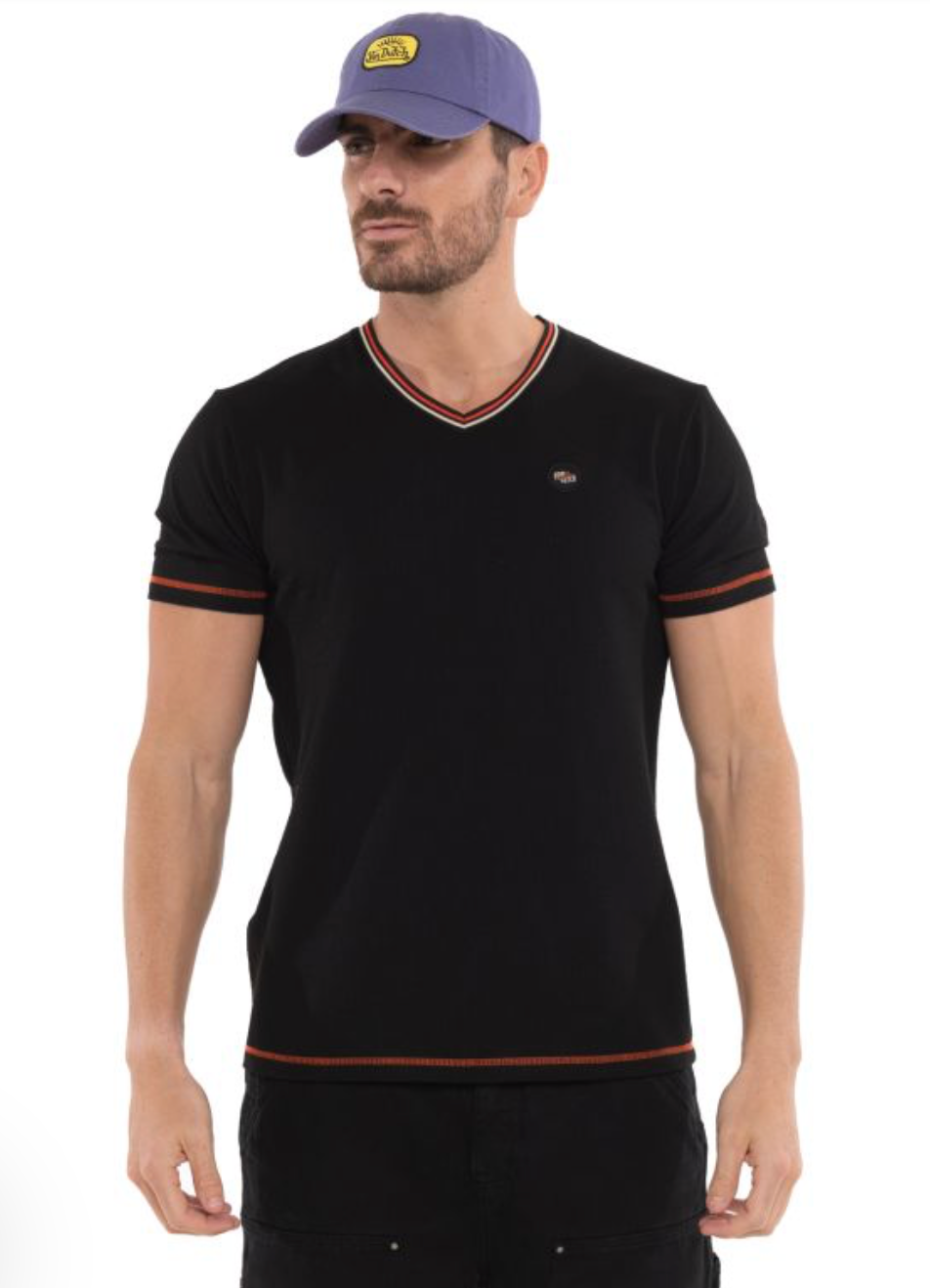 T-shirt Homme Von Dutch Noir Col V Premium | Un Barbu et Une Blonde