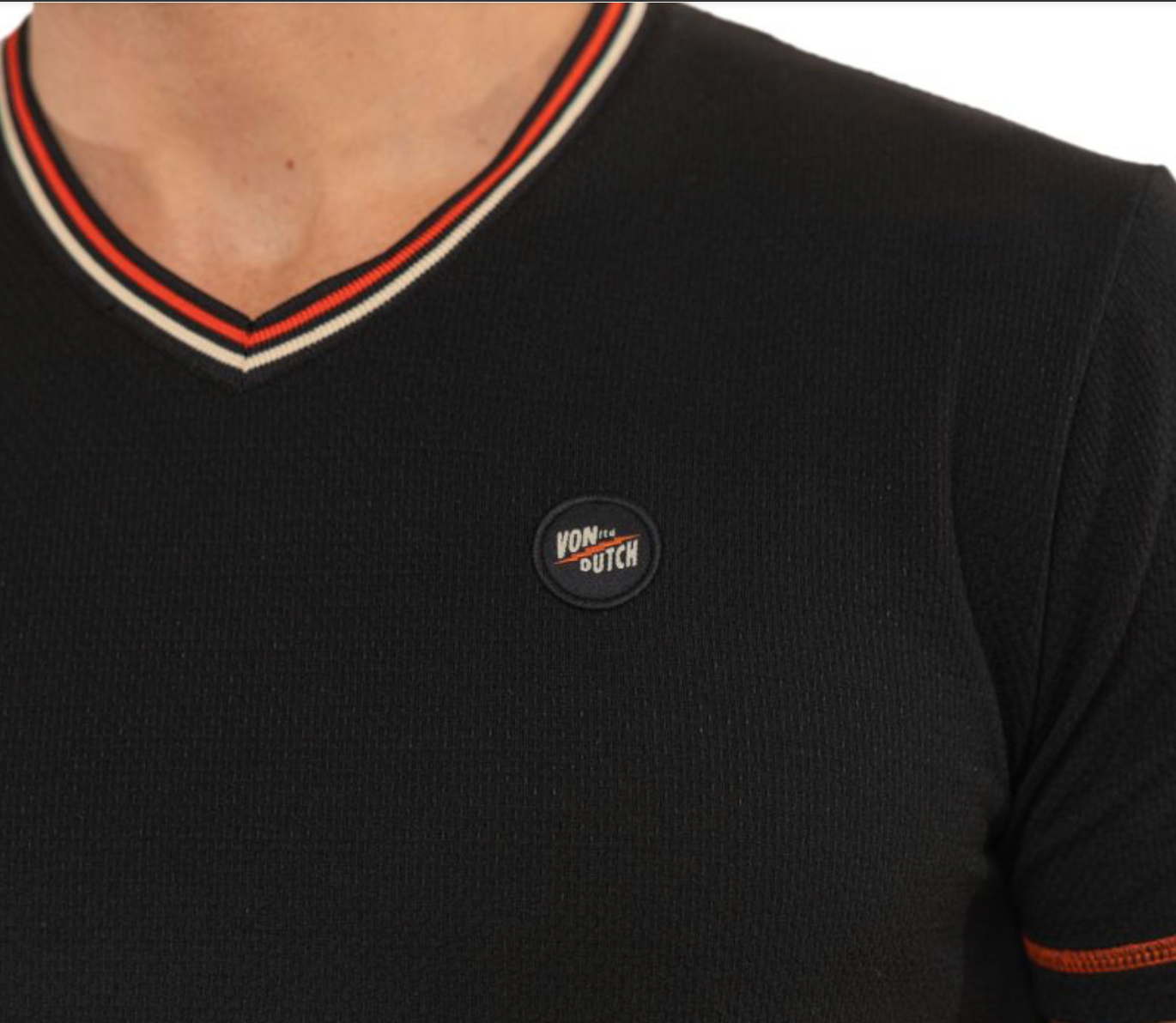 T-shirt Homme Von Dutch Noir Col V Premium | Un Barbu et Une Blonde