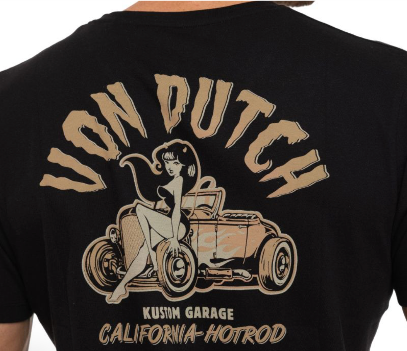 T-shirt Homme Von Dutch Kustom Garage Noir | Un Barbu et Une Blonde