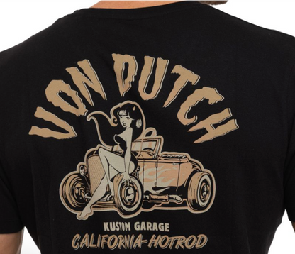 T-shirt Homme Von Dutch Kustom Garage Noir | Un Barbu et Une Blonde