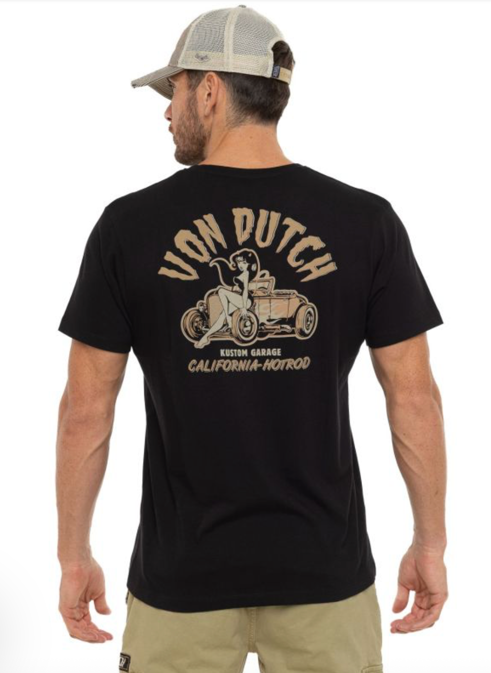 T-shirt Homme Von Dutch Kustom Garage Noir | Un Barbu et Une Blonde