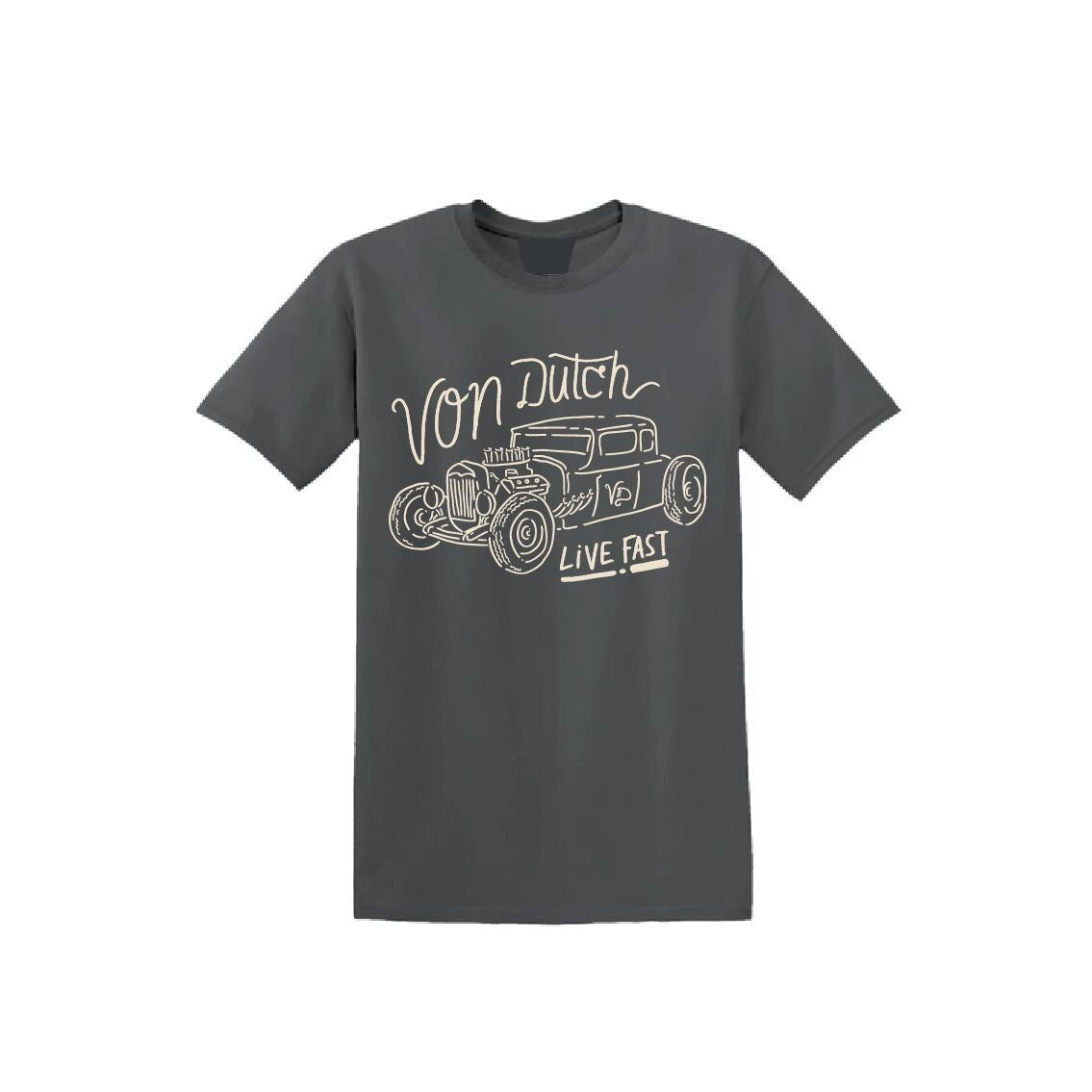 T-shirt Homme Von Dutch Live Fast Gris Anthracite | Un Barbu et Une Blonde