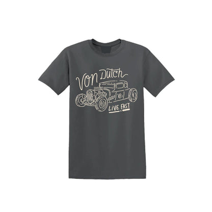 T-shirt Homme Von Dutch Live Fast Gris Anthracite | Un Barbu et Une Blonde