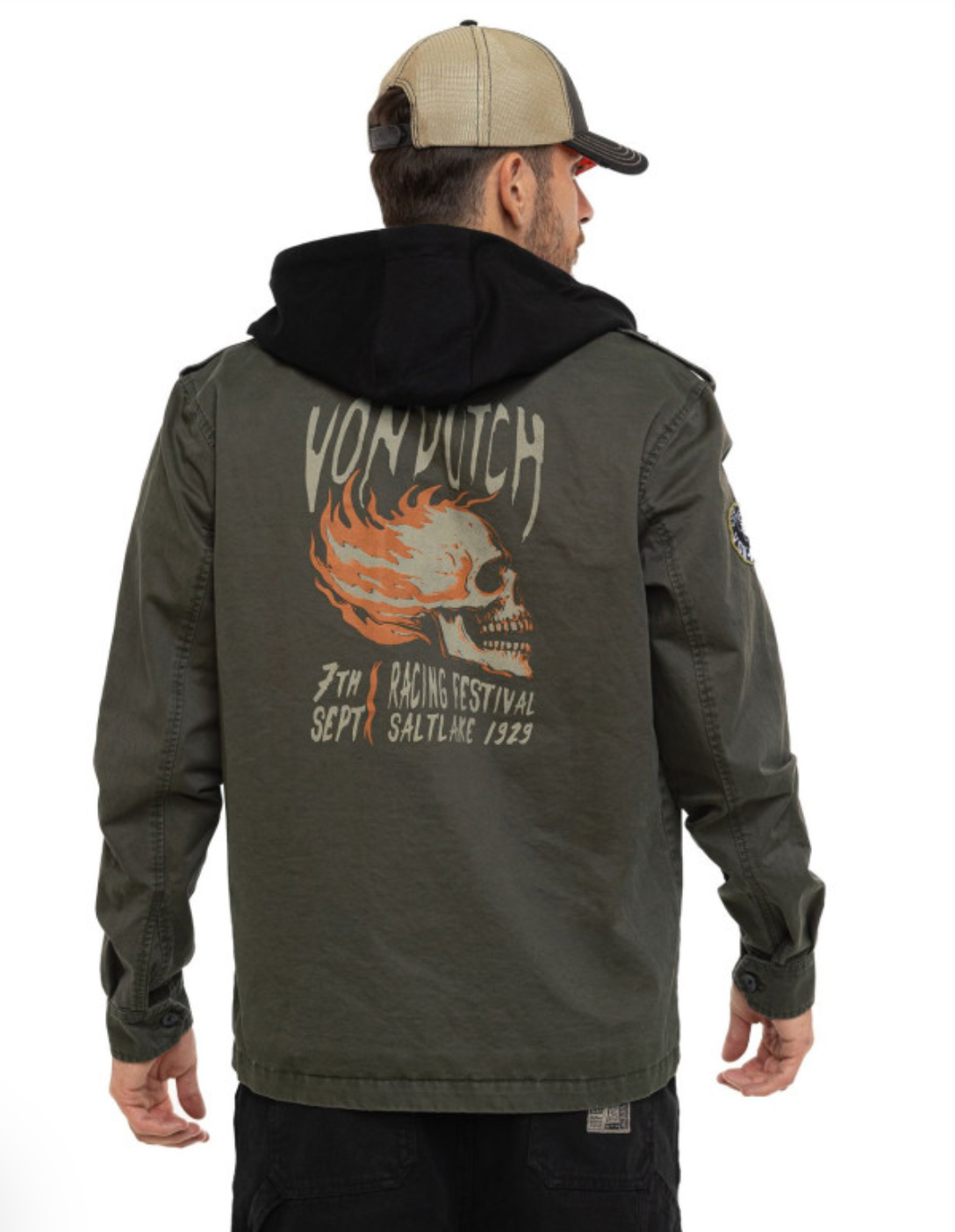 Veste Homme Von Dutch Salt Lake – Kaki avec Capuche amovible
