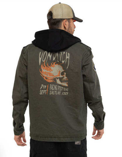 Veste Homme Von Dutch Salt Lake – Kaki avec Capuche amovible