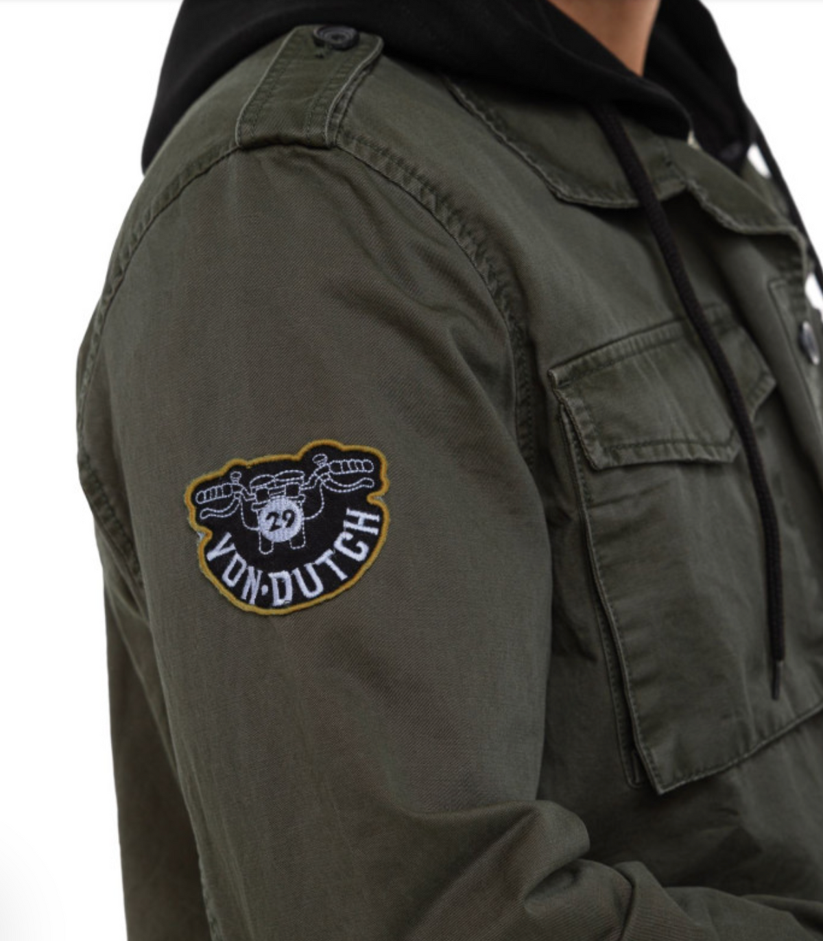 Veste Homme Von Dutch Salt Lake – Kaki avec Capuche amovible