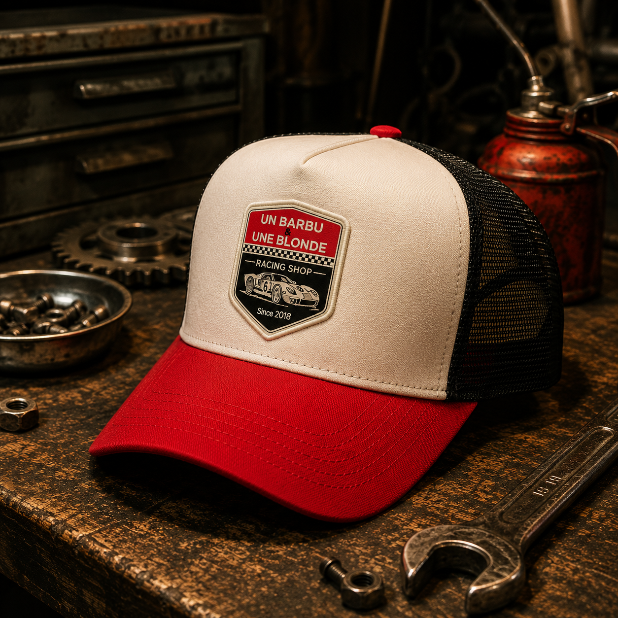 Casquette Un Barbu et Une Blonde - noire/rouge - Vintage Motorsport