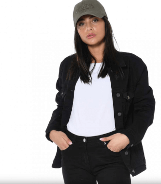 Veste en jean noir Von Dutch HERE COMES Braderie 